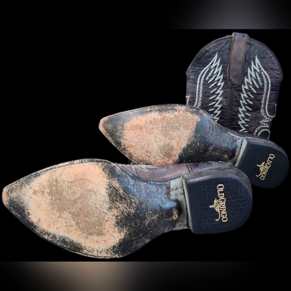 Old Gringo Eagle Stitch Embroidered Distressed Brown Leather Western Boots - Picture 12 of 13